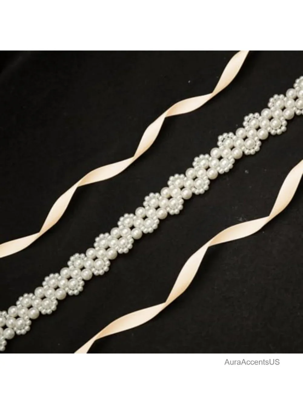 Handmade Beaded Pearl Sash Belt for Wedding Dress Bridal Bow Tie